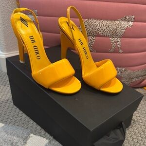 The Attico Yellow High Heel Slingback Sandals